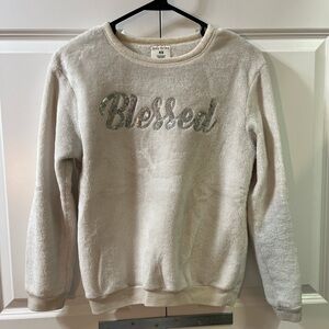Love Tribe White Fleece 'Blessed' Sweater